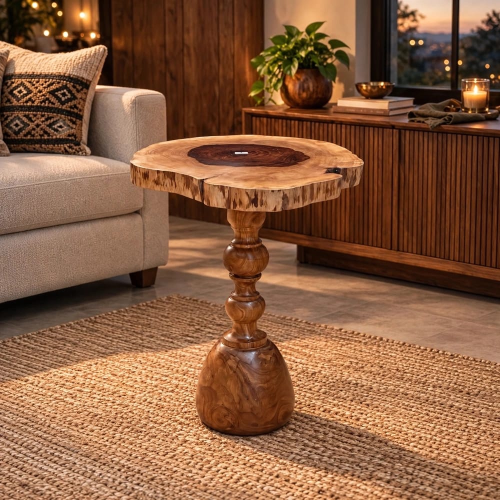Natural Live Edge Wood Slice Side Table