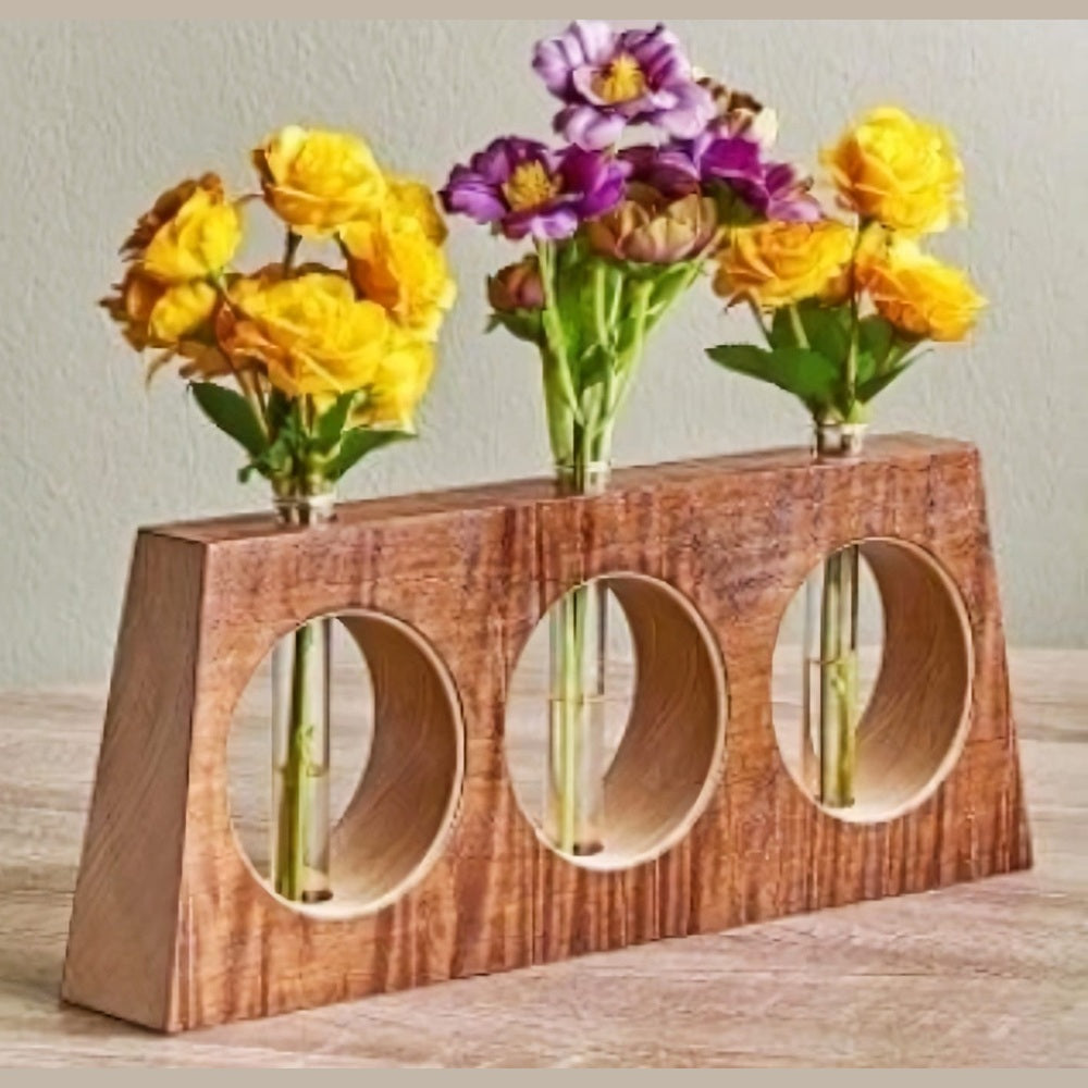 Modern Wooden Triple Tube Vase