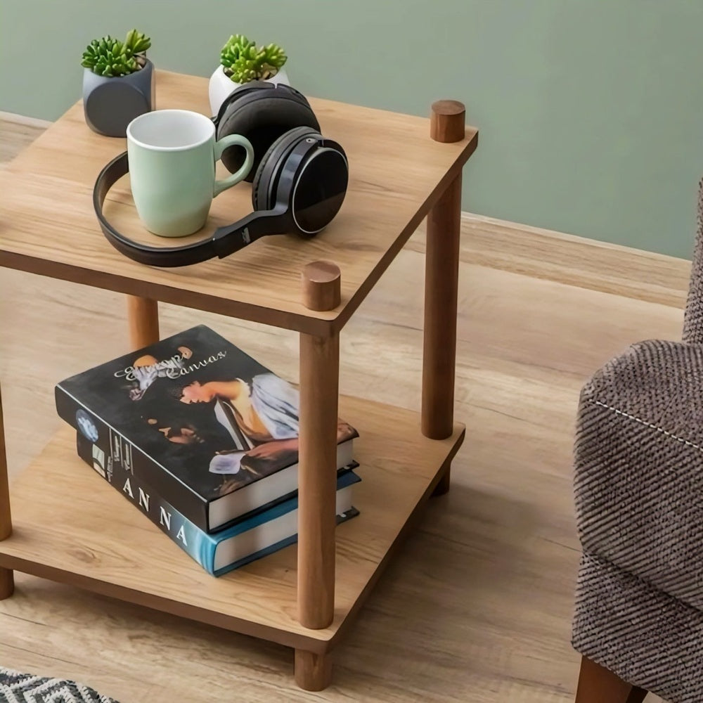 Minimalist 2-Tier Wooden Side Table