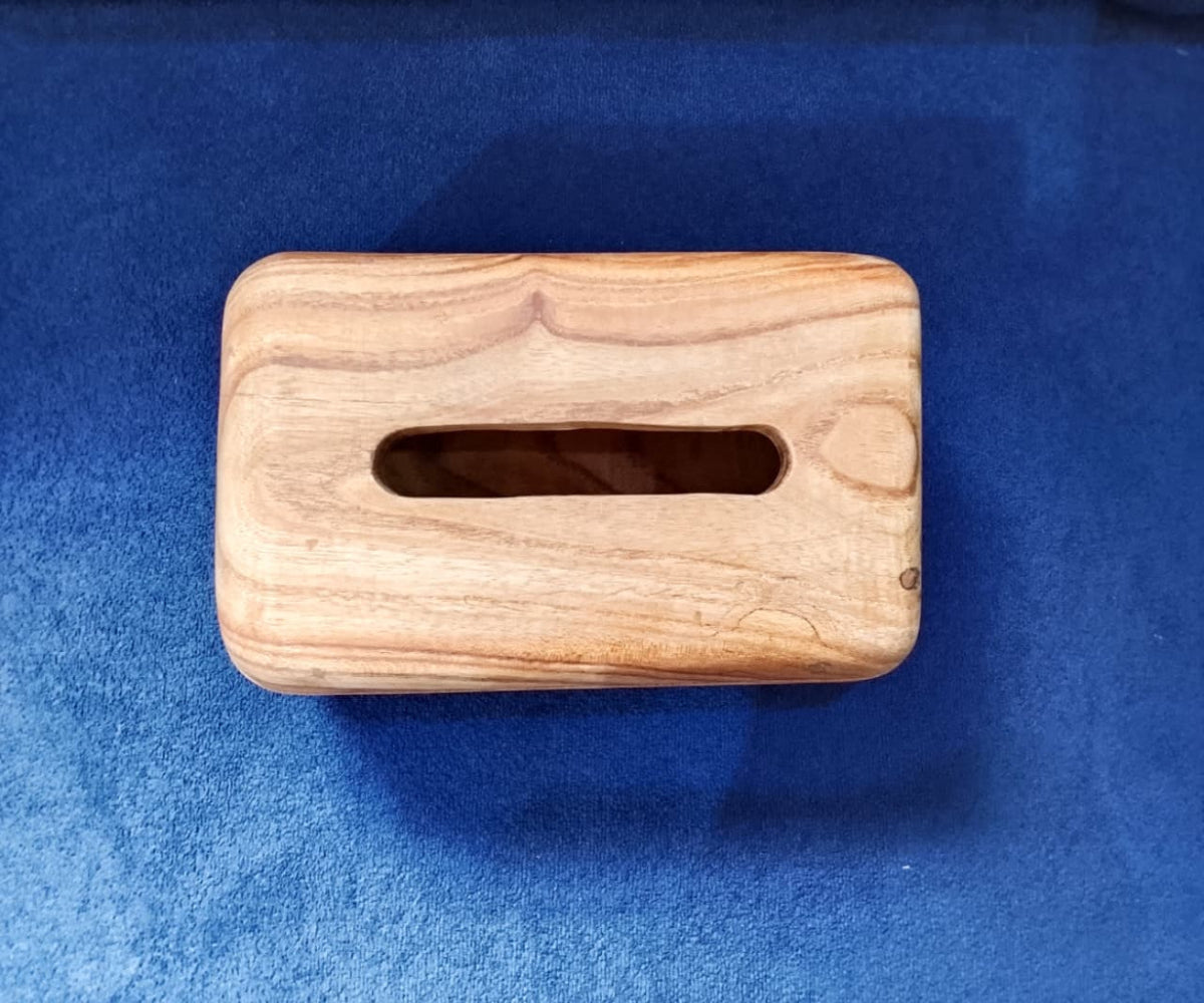 Handcrafted Natural Wood Tissue Box - Rectangular Design