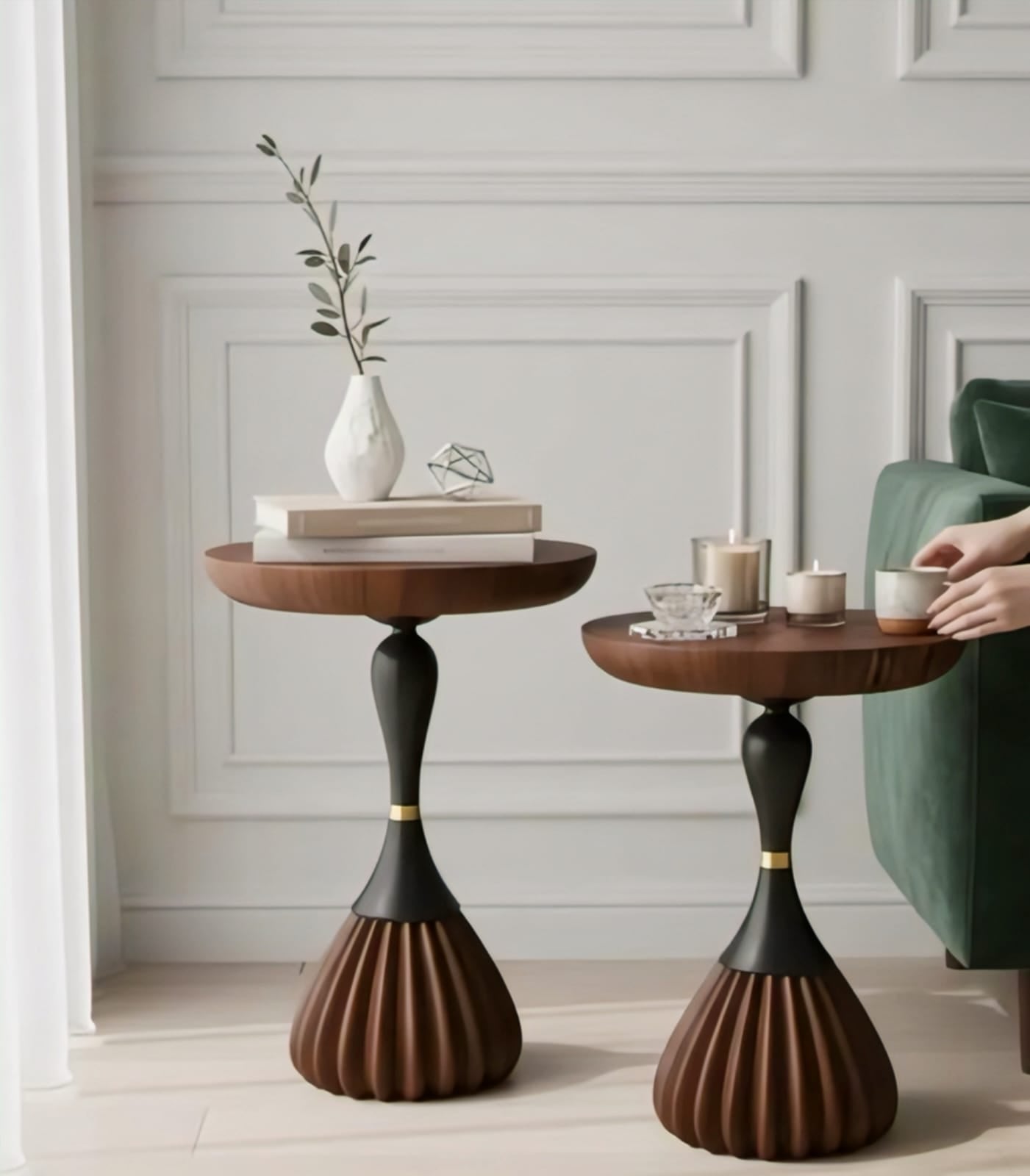 Modern Sculptural Wooden Side Table