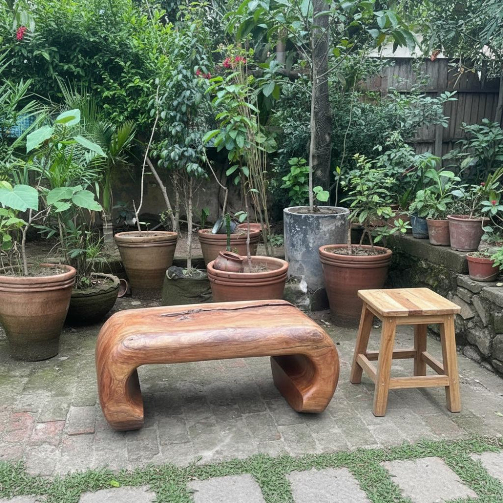 Live Edge Acacia Wood Bench
