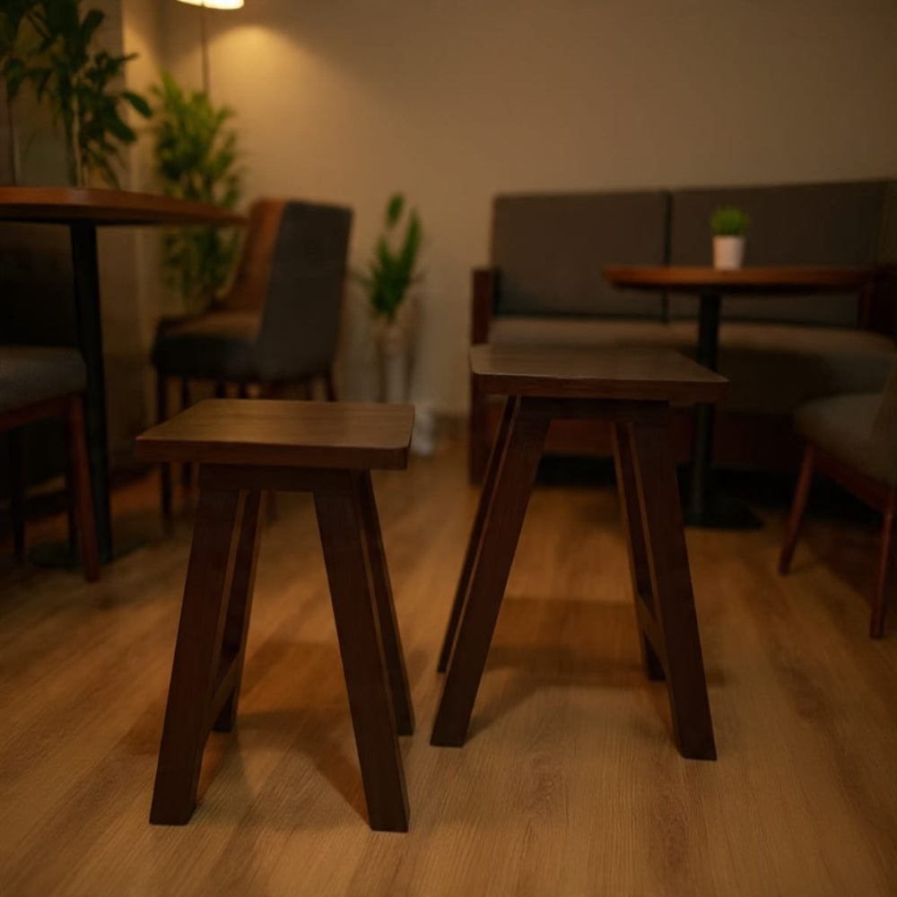 Wooden Stool Set of 2 – Handcrafted Accent Stools for Home & Patio