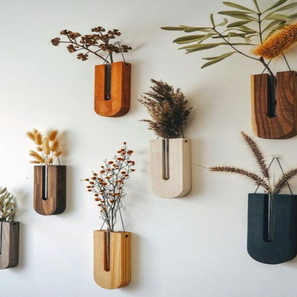 Modern Wooden Wall Hanging Planters- Each Planter