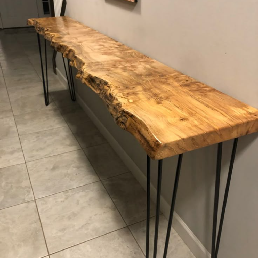 Rustic Solid Wood Console Table with Decorative Front - Handcrafted Entryway & Living Room Accent Table