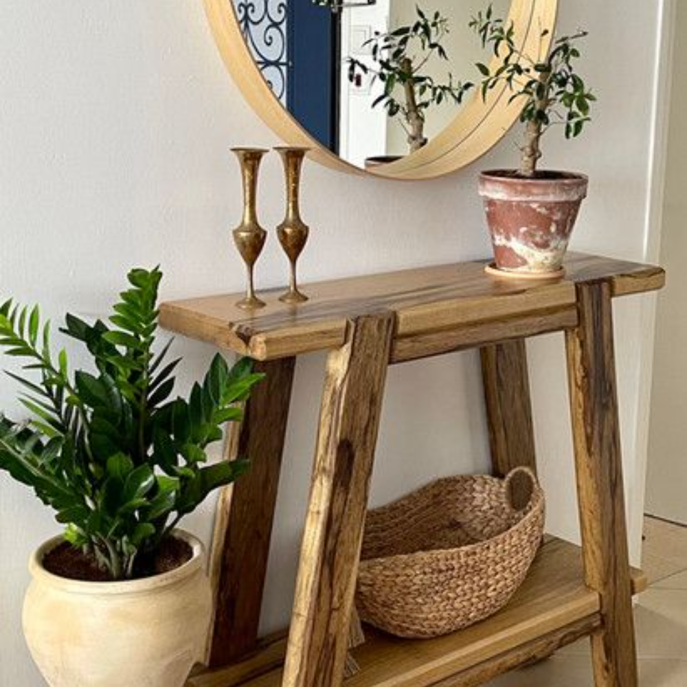 Solid Wood Console Table - Natural Finish | Entryway, Living Room, Hallway