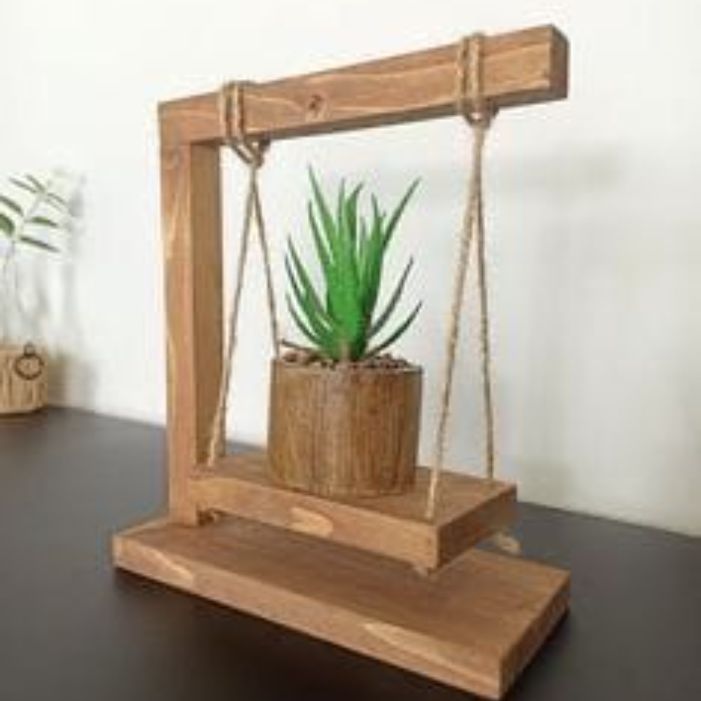 Hanging Wooden Planter Stand – Rustic Indoor Tabletop Plant Holder