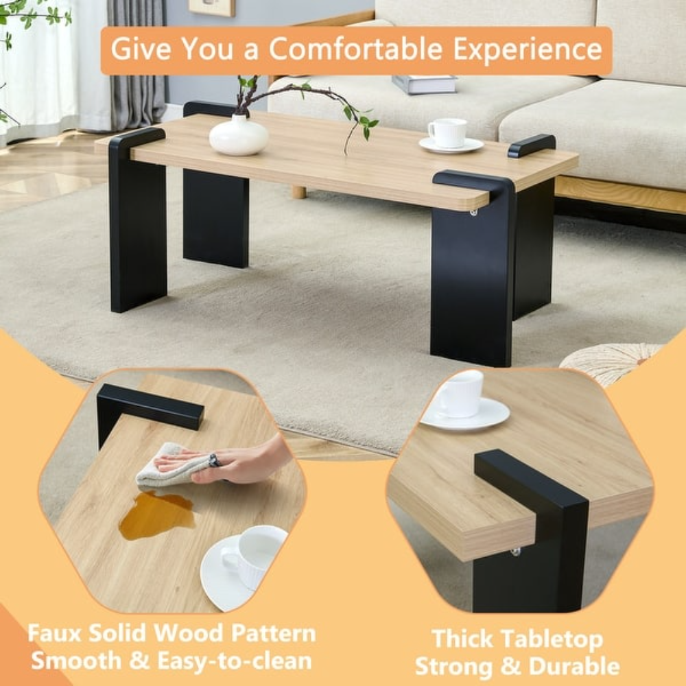 Modern Solid Wood Center Table – Sleek Design for Living Room & TV Lounge