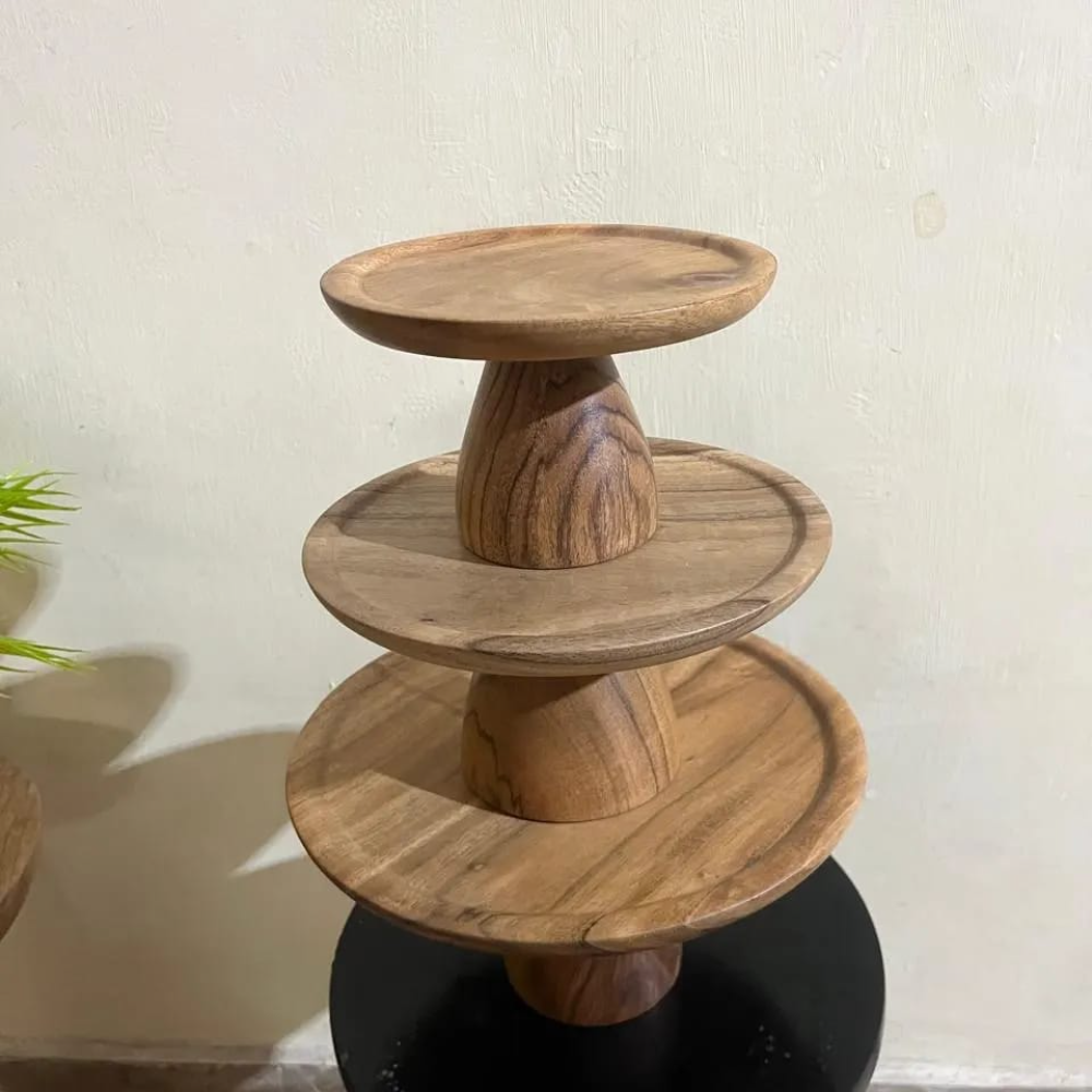 Rustic Wooden Cake Stand Set