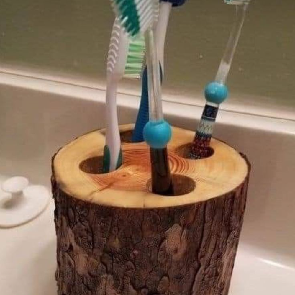 Handcrafted Wooden Toothbrush Holder