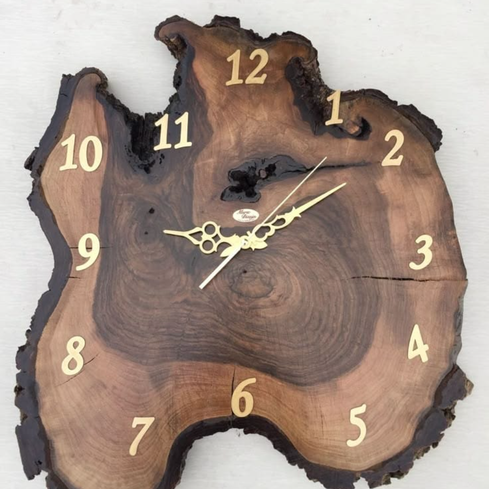 Live-Edge Wooden Wall Clock – Unique Modern Design for Stylish Interiors