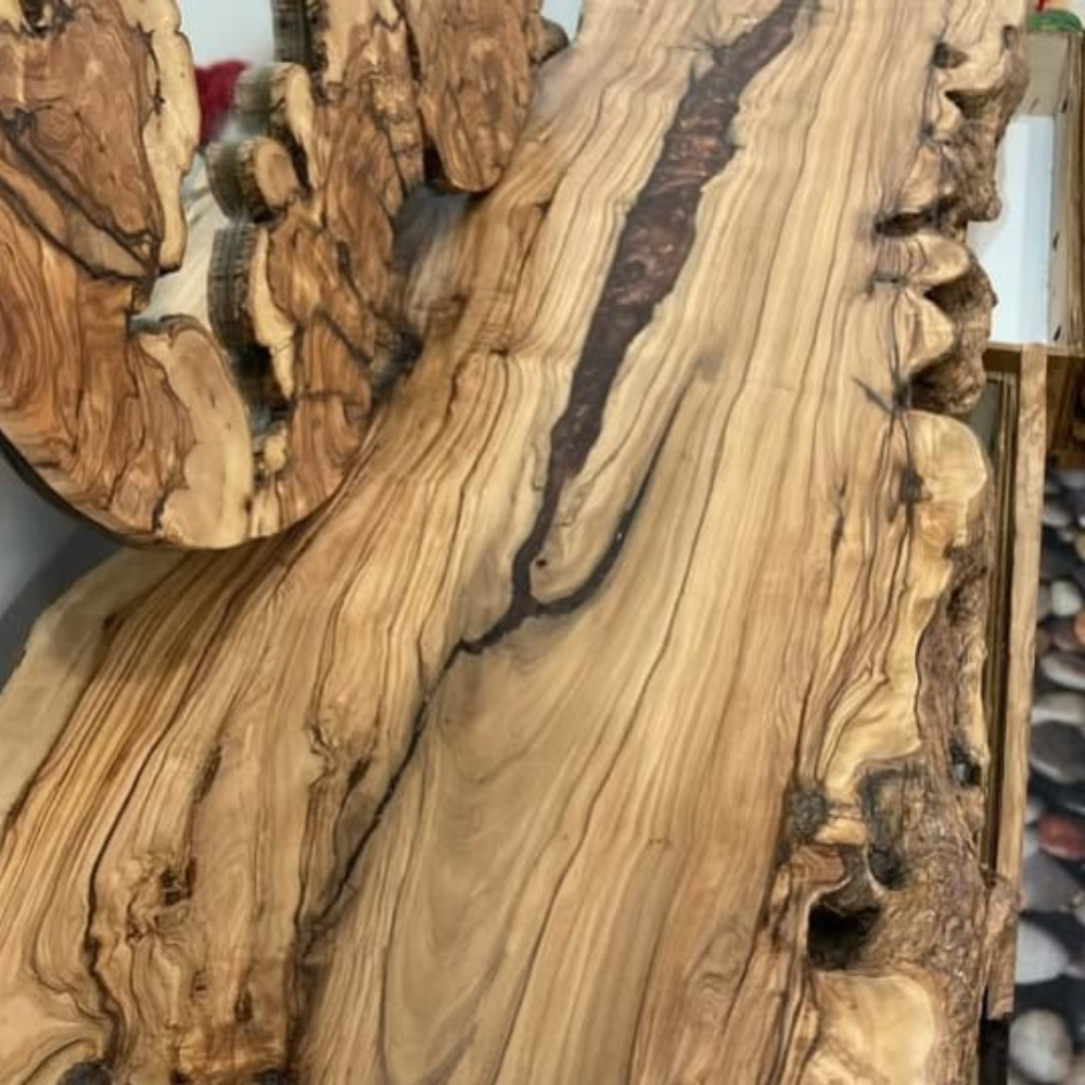 Modern Rustic Wooden Console Table with Designer Mirror – Handcrafted Solid Wood Set