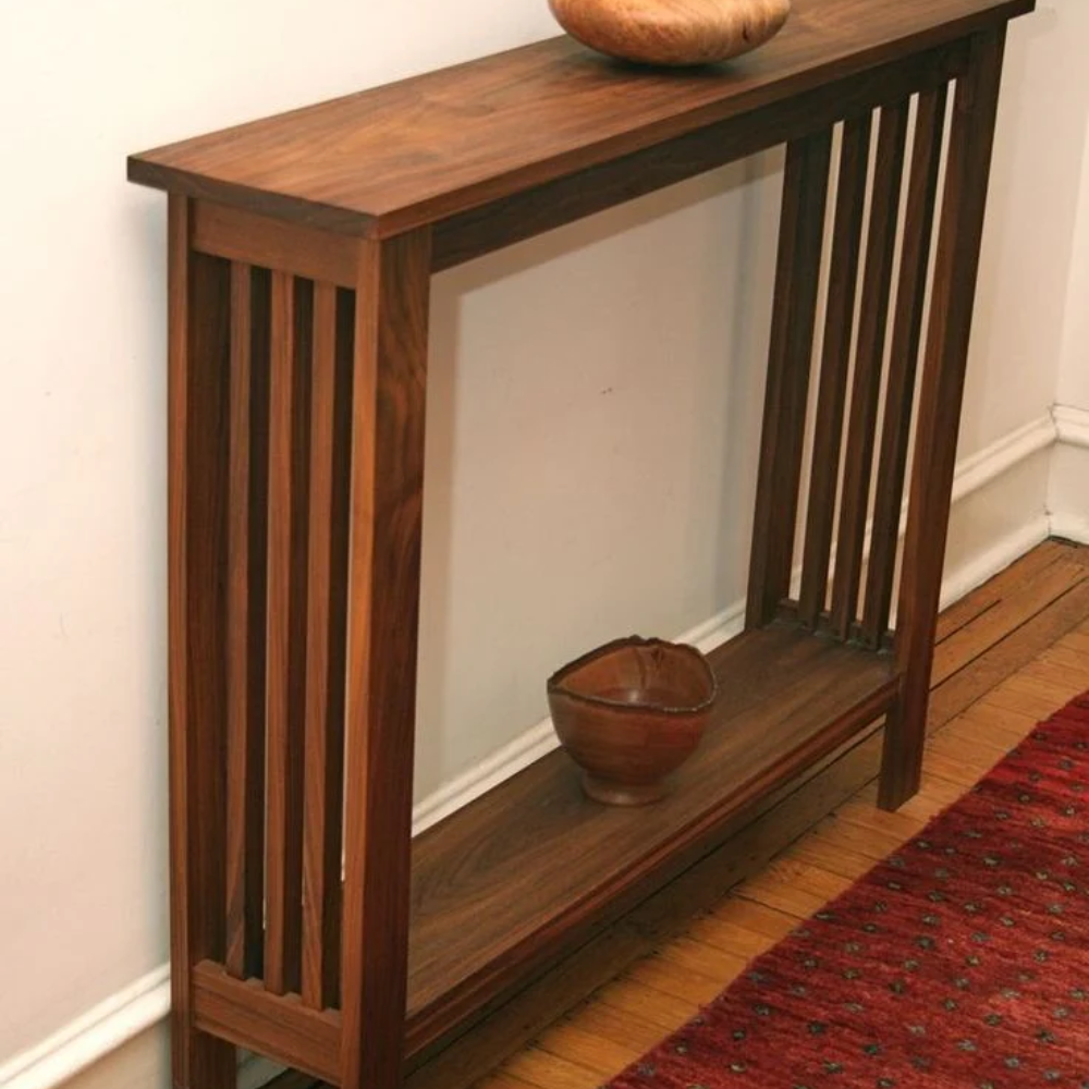 Natural Wood Console Table with Storage Shelf – Modern Minimalist Design