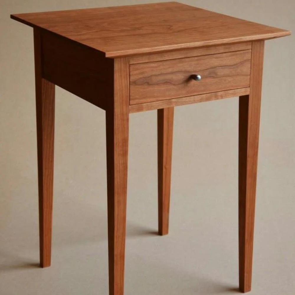 Solid Wood Side Table with Drawer – Handcrafted Minimalist Accent Furniture