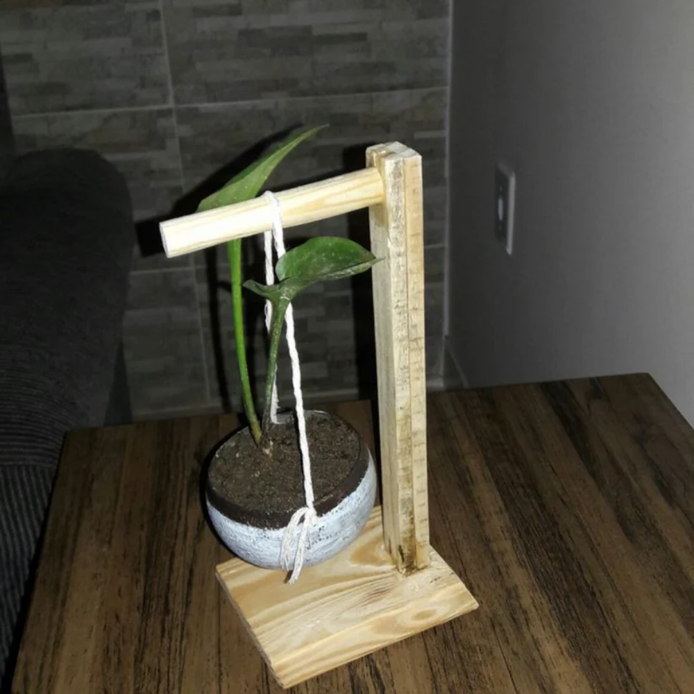 Swing-Style Wooden Planter Stand for Succulents & Small Pots