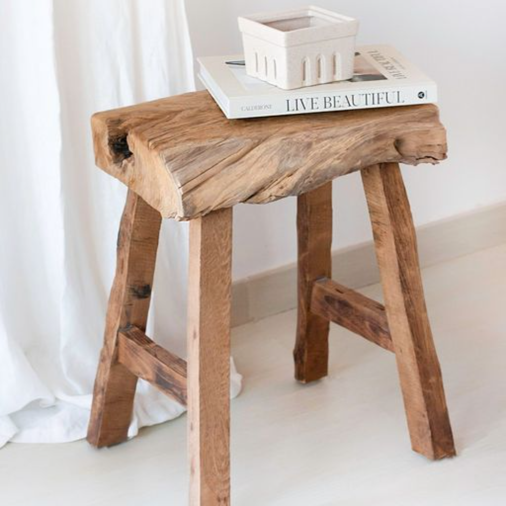 Handcrafted Solid Wood Stools – Rustic & Modern Seating for Home, Kitchen, and Bar