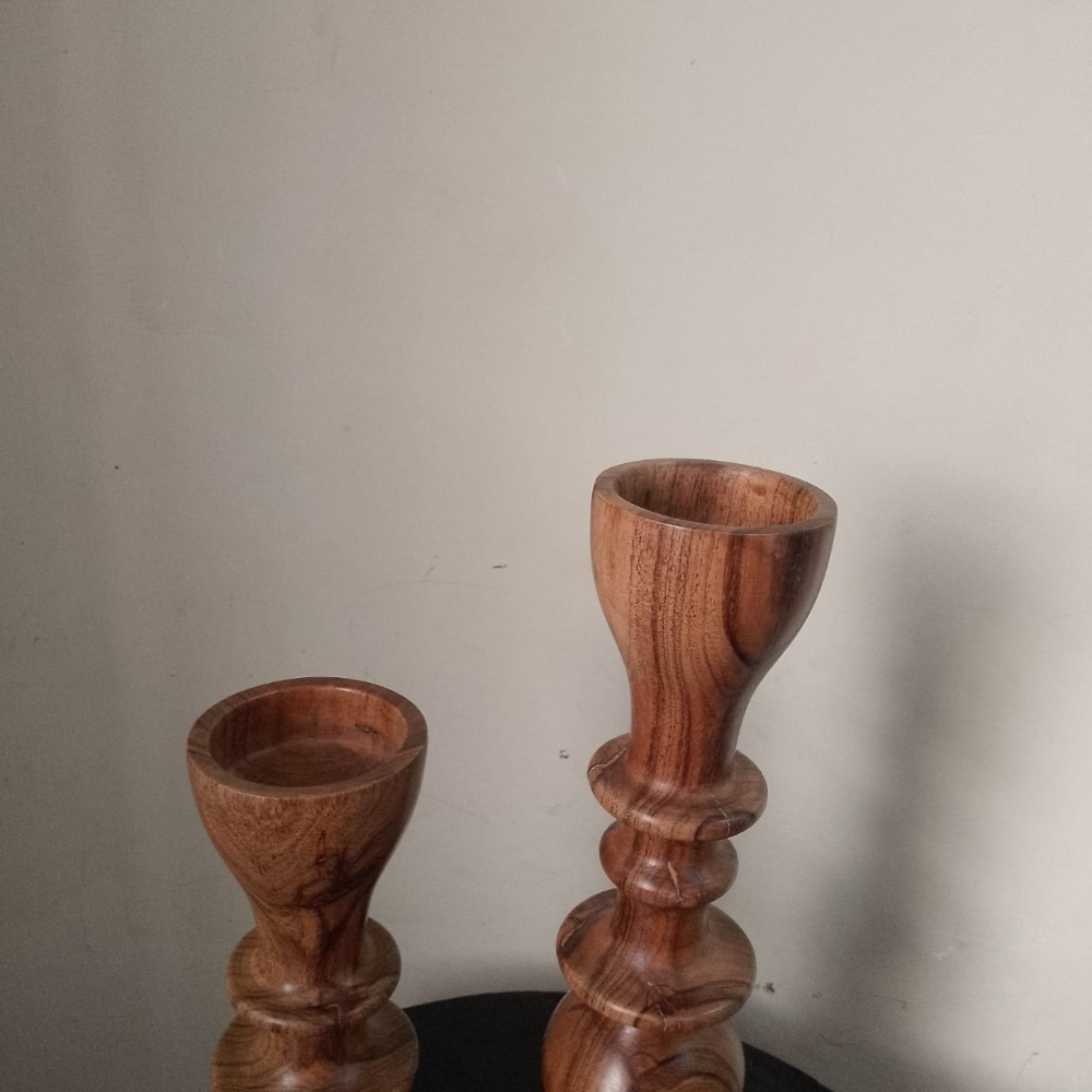 Brown Wood Candle Holder