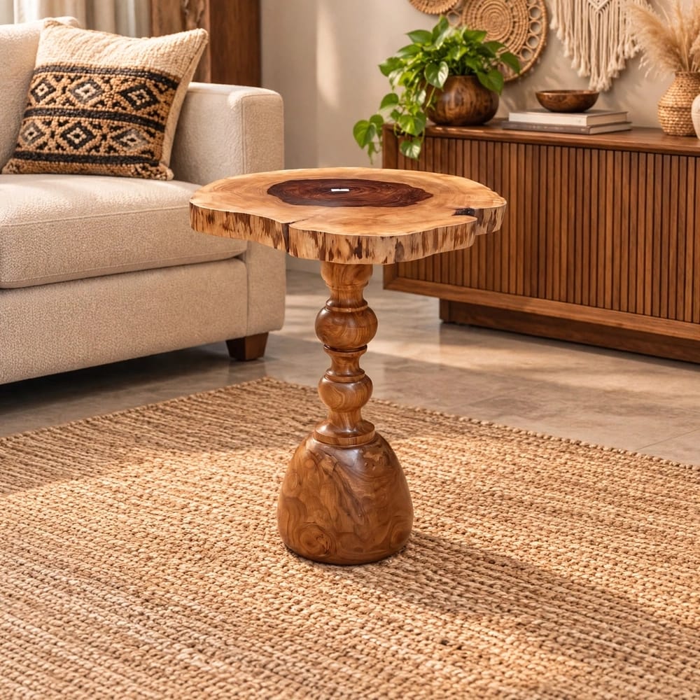 Natural Live Edge Wood Slice Side Table