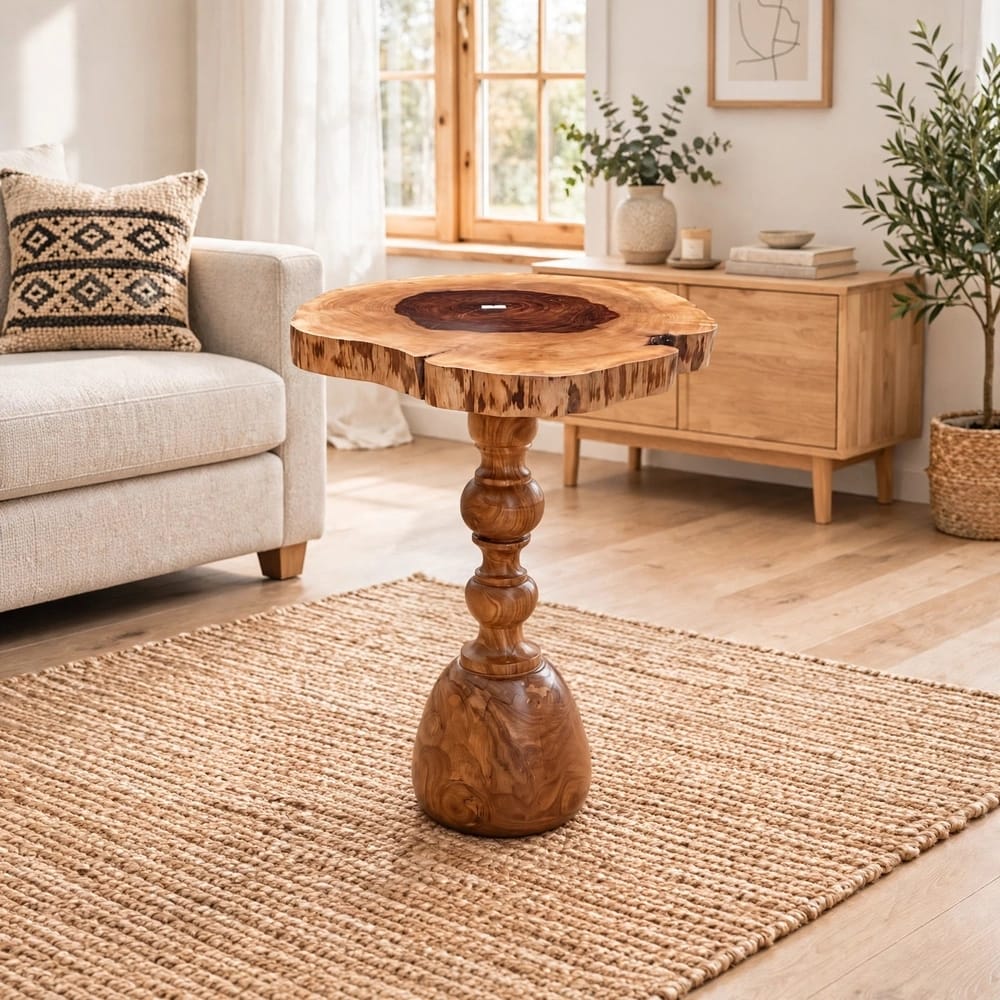 Natural Live Edge Wood Slice Side Table