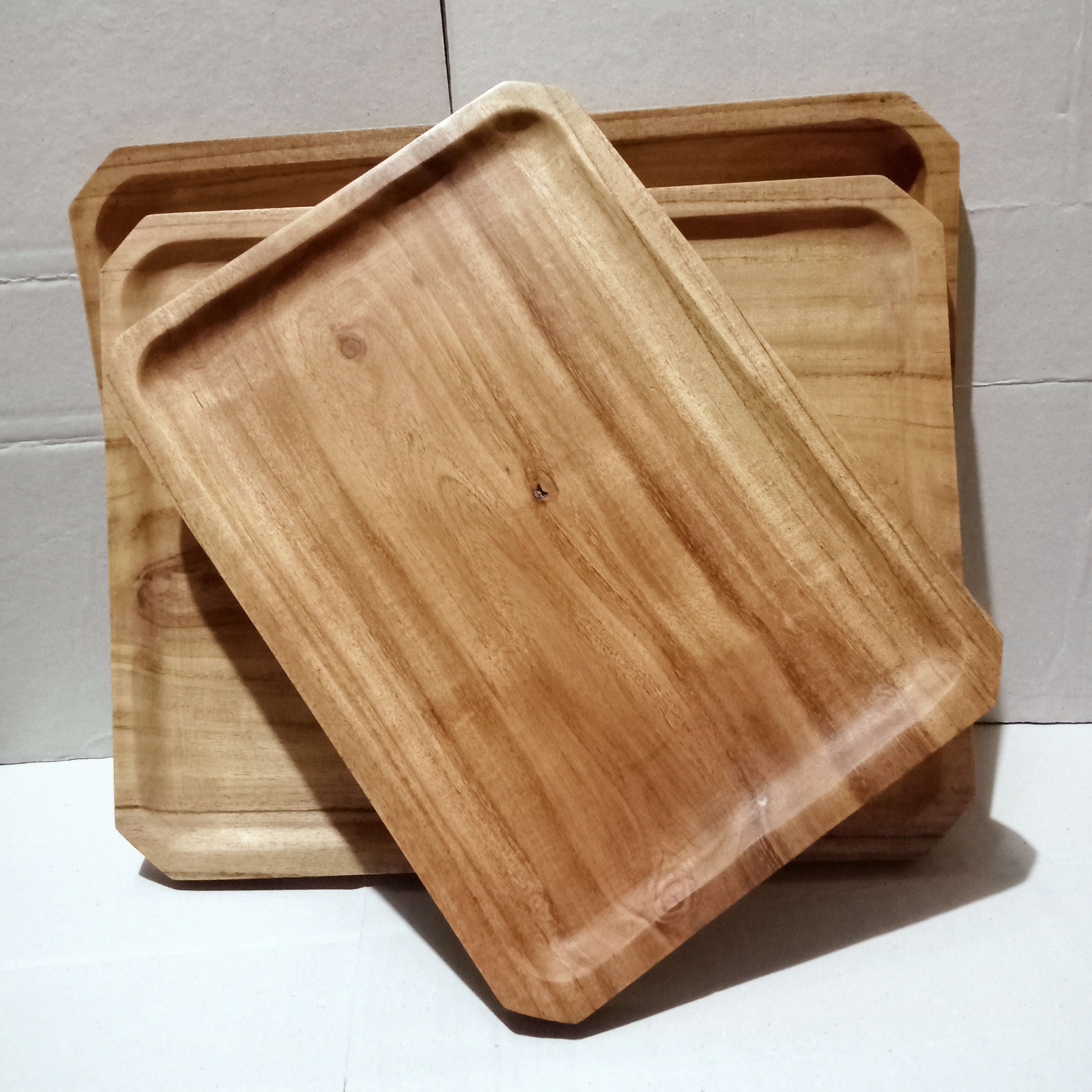 Square Wooden Serving Tray ( Set of 3) – Wood Sajawat