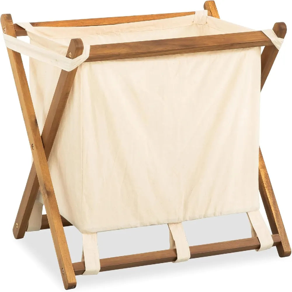 Folding Wooden Jute Laundry Basket- Mutiple Uses