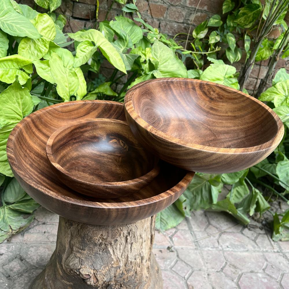 Brown Trio Wood Salad Bowl