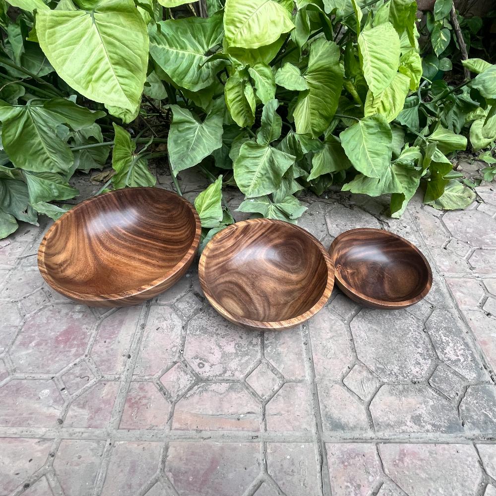 Brown Trio Wood Salad Bowl