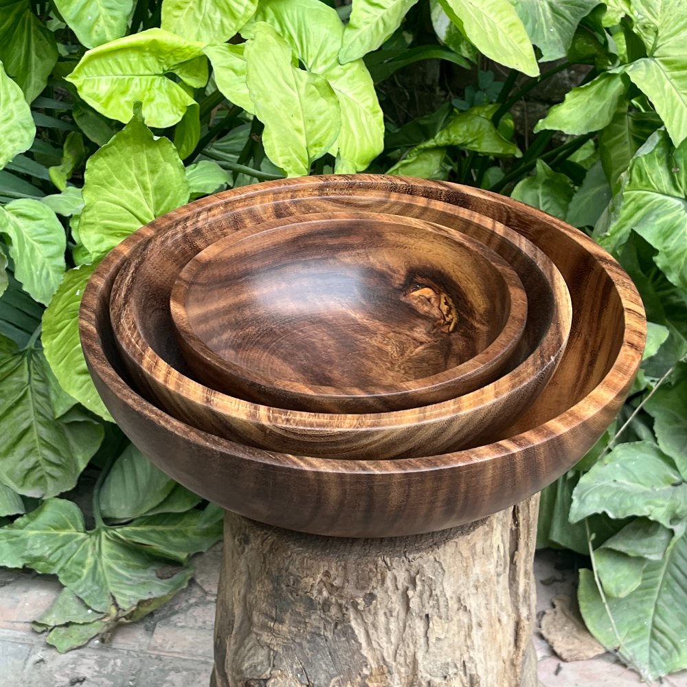 Brown Trio Wood Salad Bowl