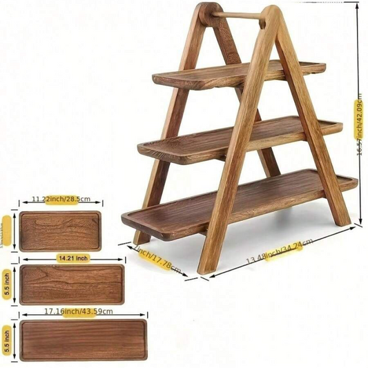 Wooden Shelf cum 3 Tier Platter