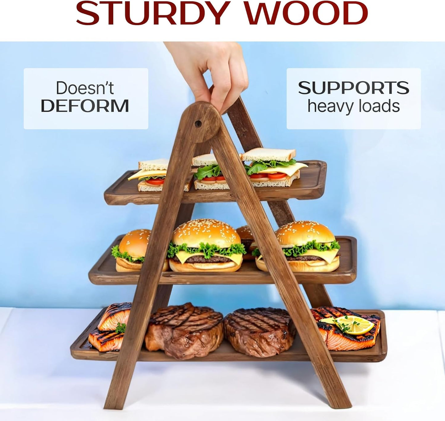 Wooden Shelf cum 3 Tier Platter