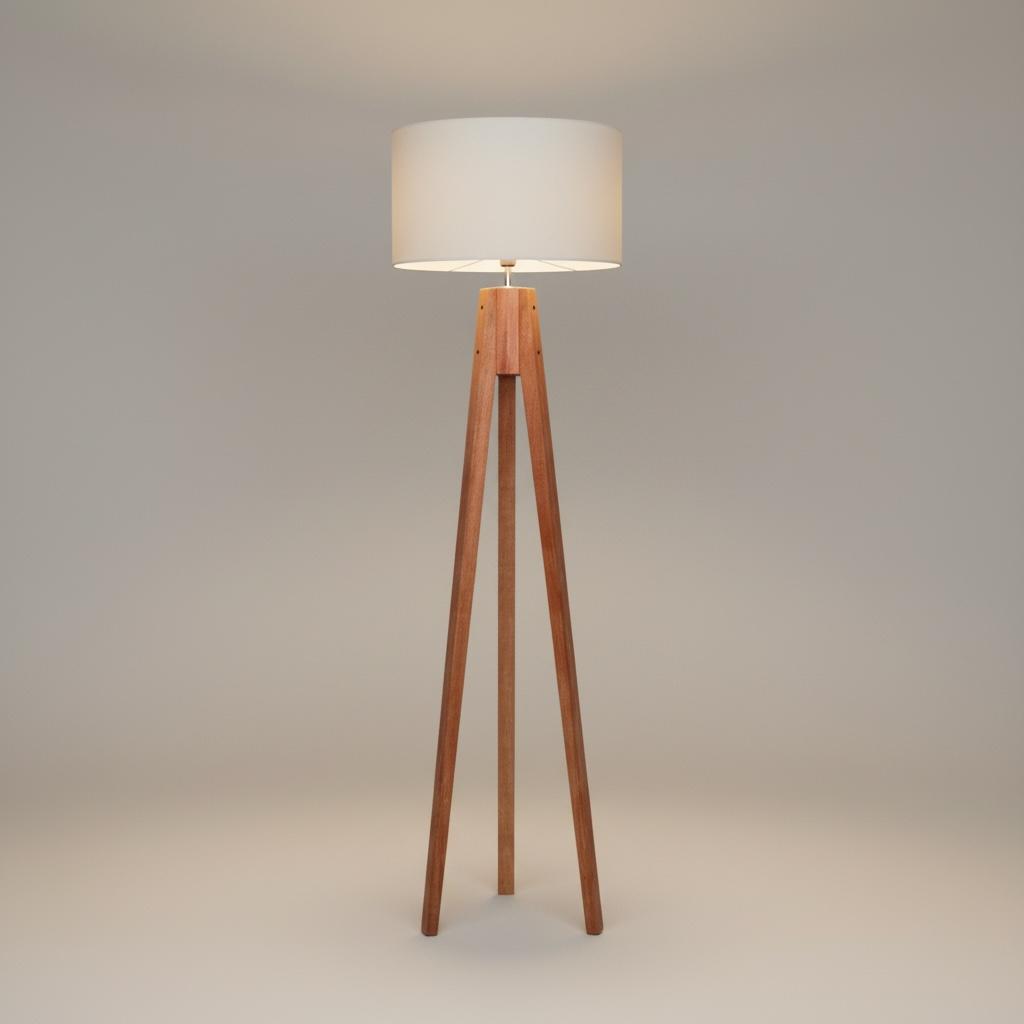 Tall Wooden Tripod Floor Lamp – Mid-Century Leg Design
