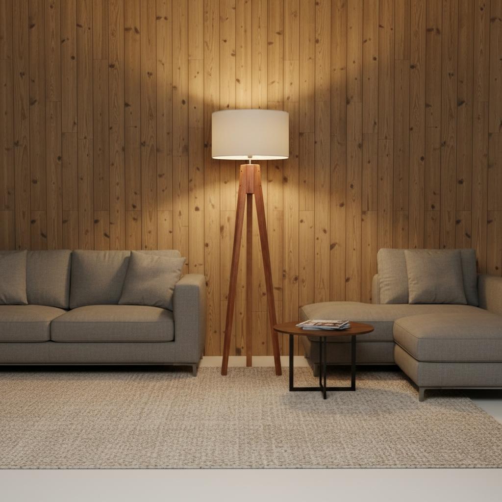 Tall Wooden Tripod Floor Lamp – Mid-Century Leg Design