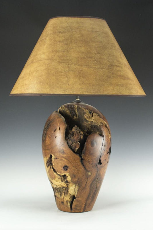 Live Edge Burl Wood Sculptural Table Lamp