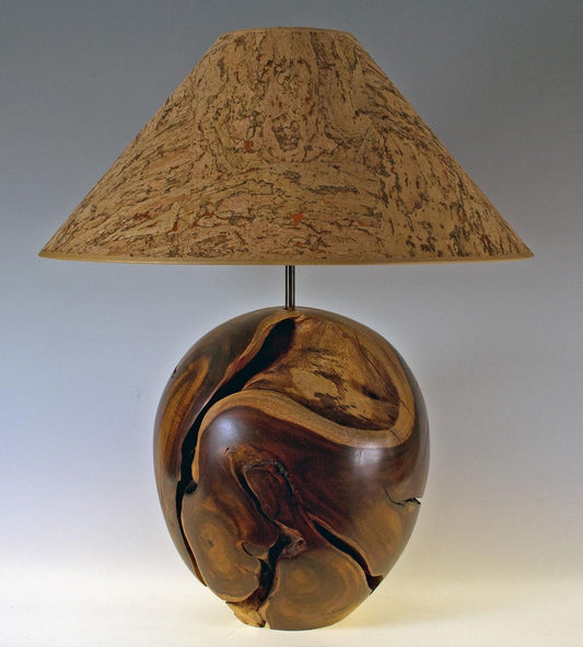 Organic Burl Wood Sphere Table Lamp