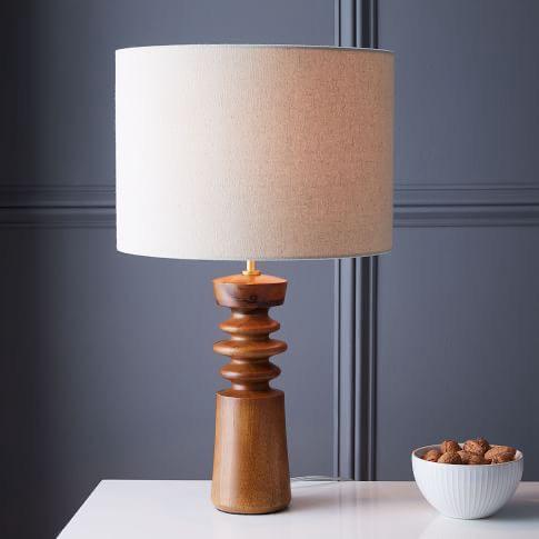 Ribbed Turned Wood Table Lamp