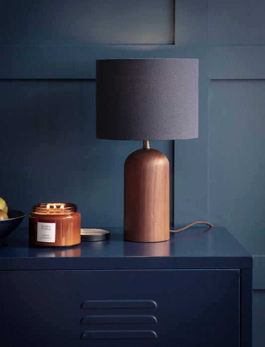 Modern Dome Walnut Table Lamp