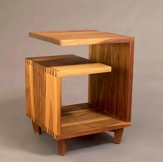 Premium Solid Wood C-Shape Side Table - Modern Bedside & End Table