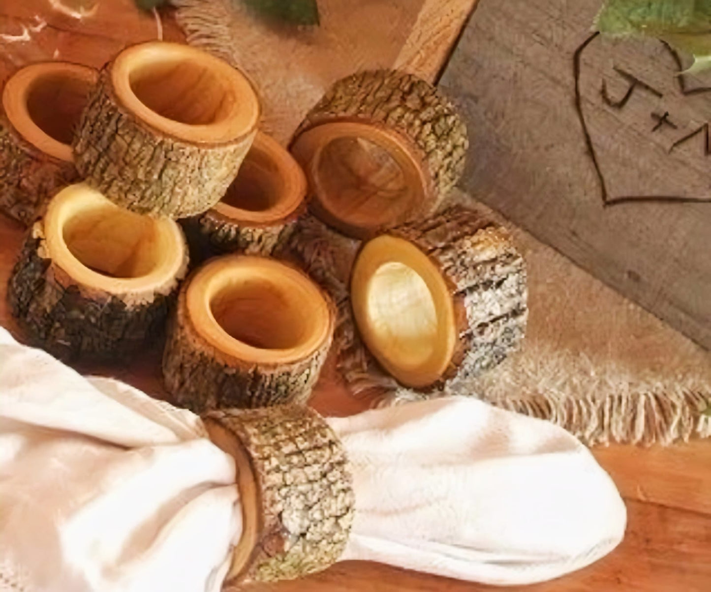 Premium Solid Wood Napkin Ring Set - 5 Artisan Designs for Table Decor