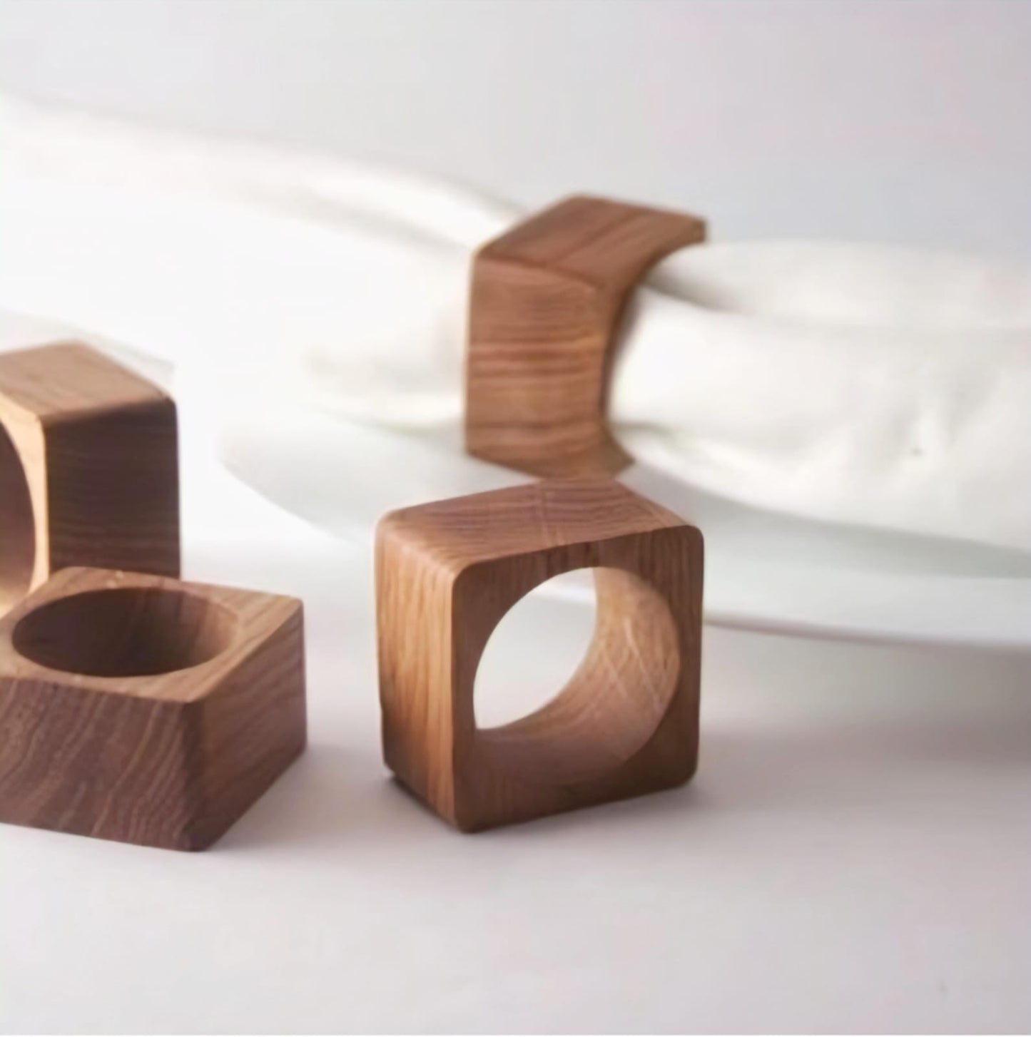 Premium Solid Wood Napkin Ring Set - 5 Artisan Designs for Table Decor