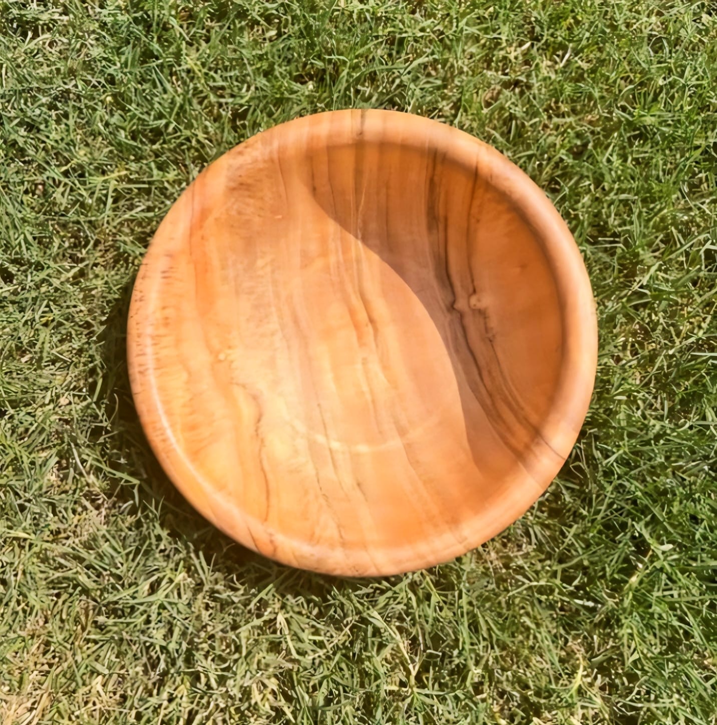 Artisan Hand-Turned Solid Wood Salad Bowl - Ribbed Design Serving Bowl