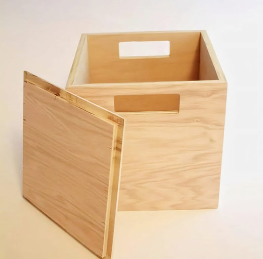 Premium Solid Wood Storage Box with Lid - Minimalist Organizer Crate