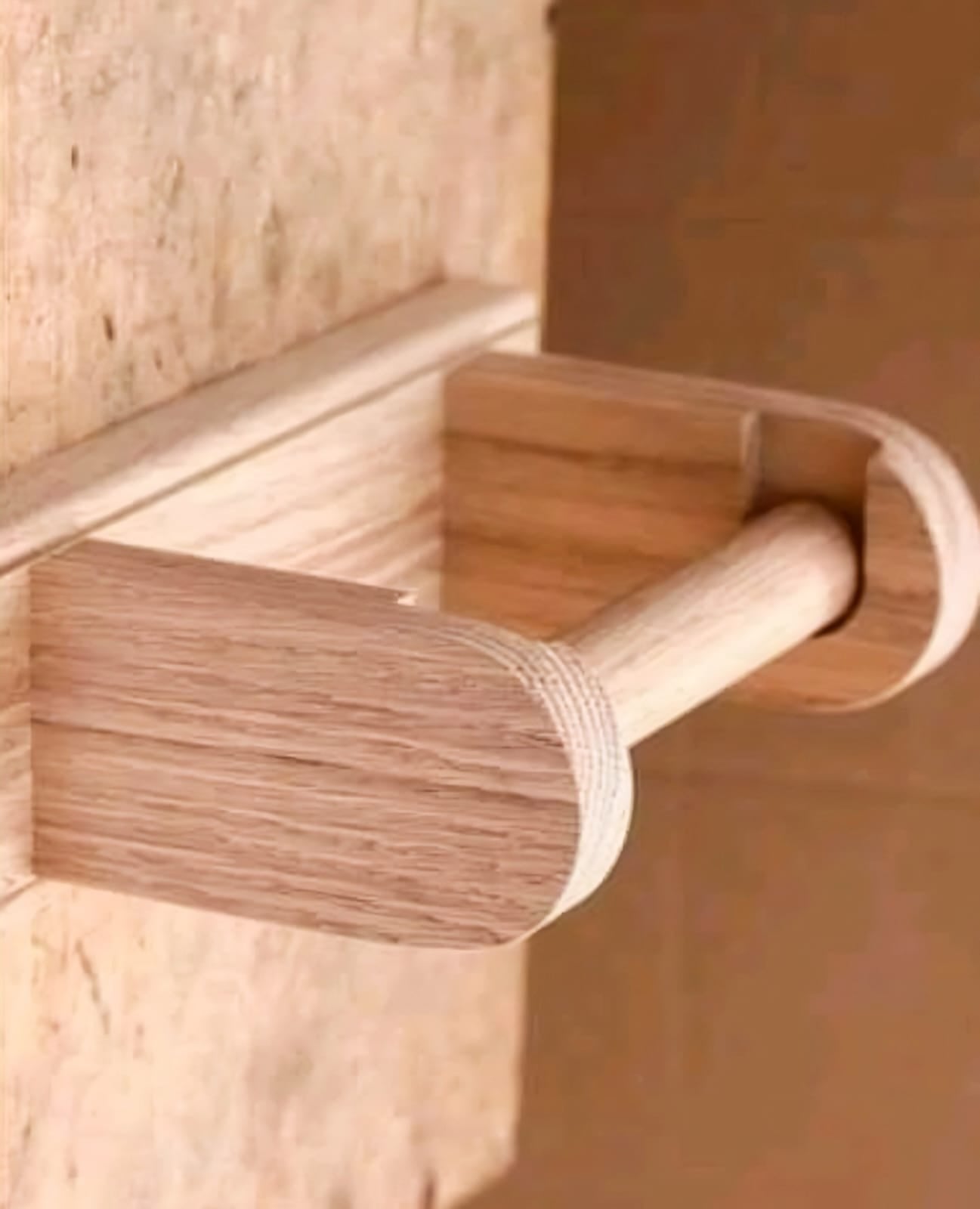 Artisan Solid Wood Wall Mount Tissue Roll Holder - Minimalist Bathroom Decor