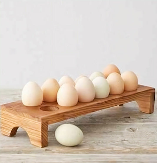 Premium Handcrafted Solid Wood Egg Holder Tray - Artisan Kitchen Organizer