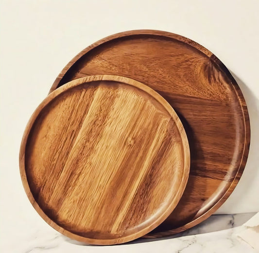 Solid Wood Round Serving Tray