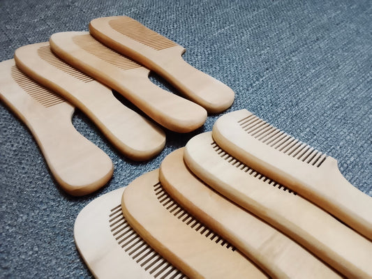 Handcrafted Acacia Wood Comb with Curved Handle