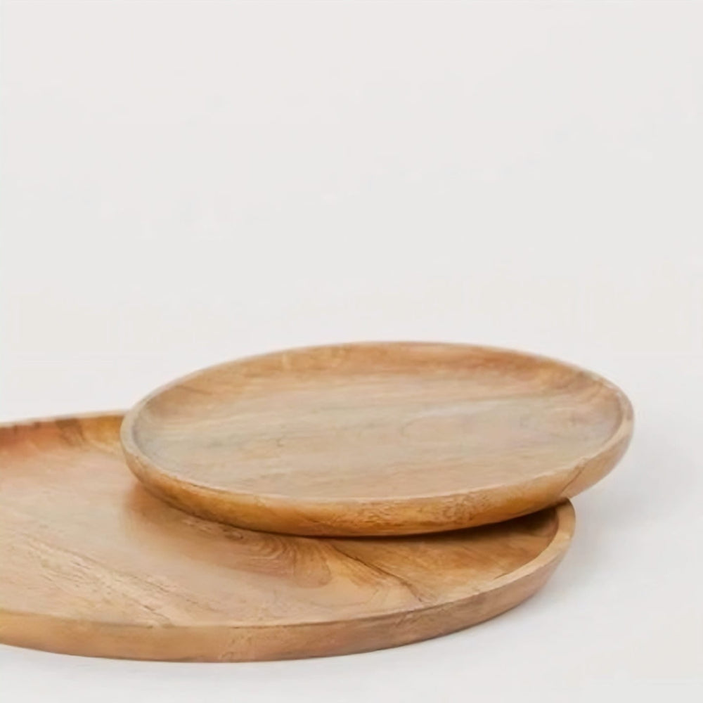 Handcrafted Natural Wood Plates - Round Serving Dish