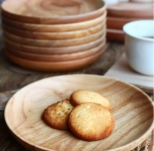 Handcrafted Natural Wood Plates - Round Serving Dish