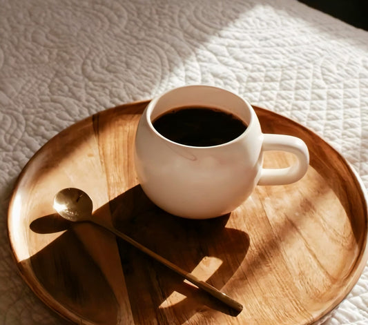 Handcrafted Acacia Wood Round Serving Tray