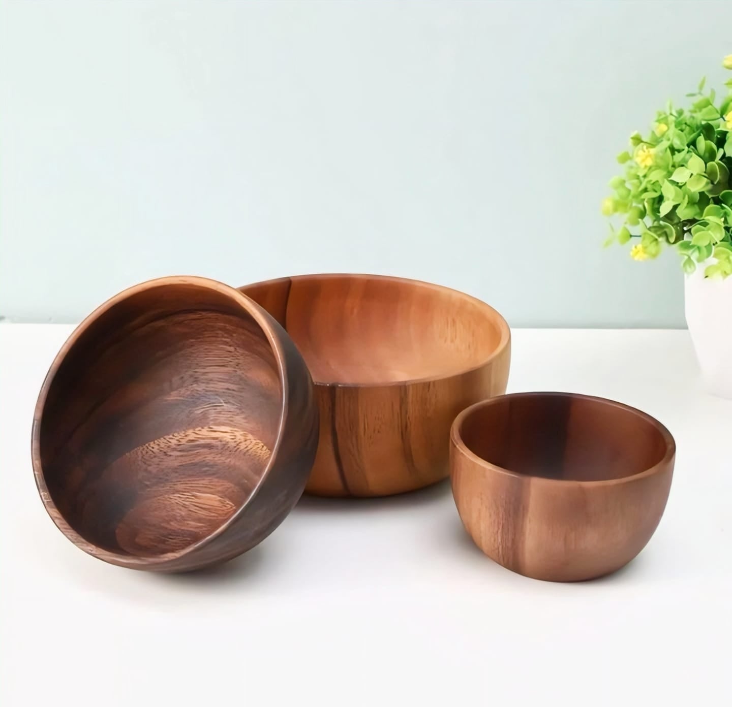 Handcrafted Acacia Wood Bowl Set