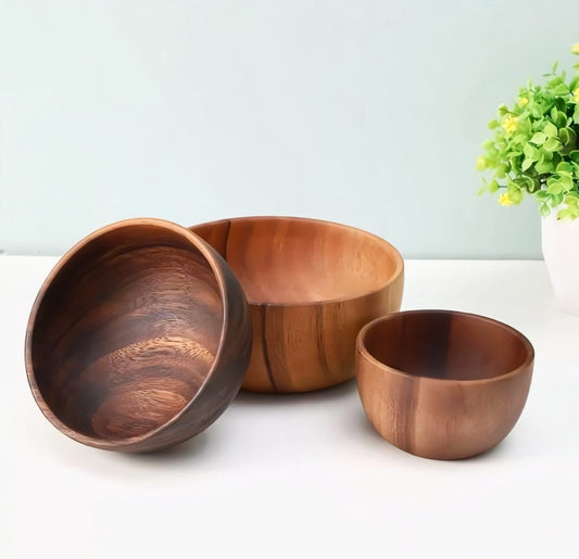 Handcrafted Acacia Wood Bowl Set
